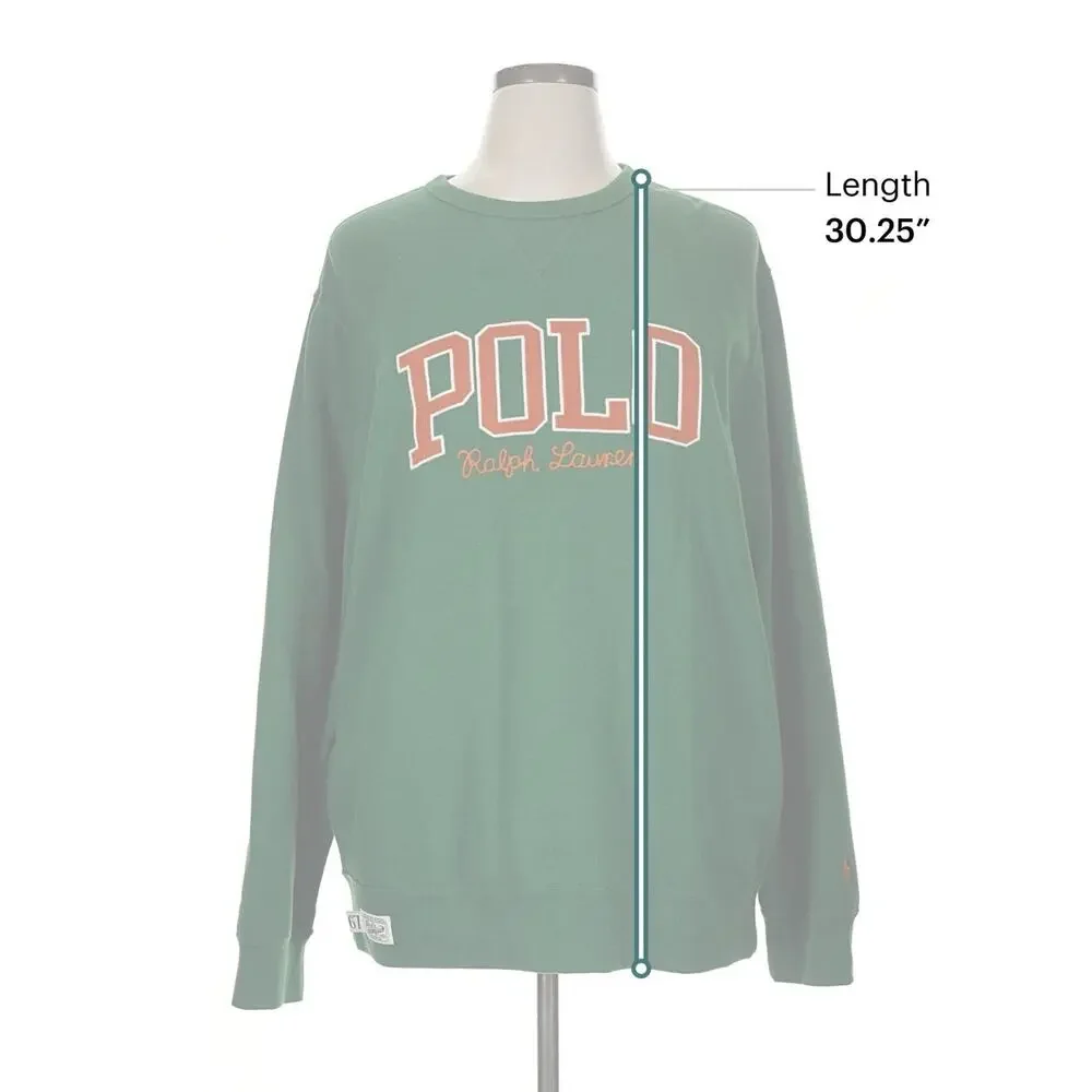 Polo Ralph Lauren Dark Green Orange CORDUROY LOGO Sweatshirt Men's XL PONY